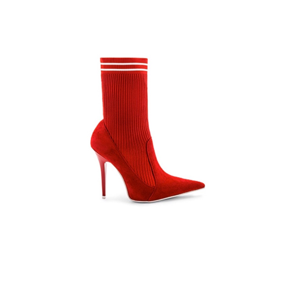 Jeffery Campbell - red suede white sock bootie
